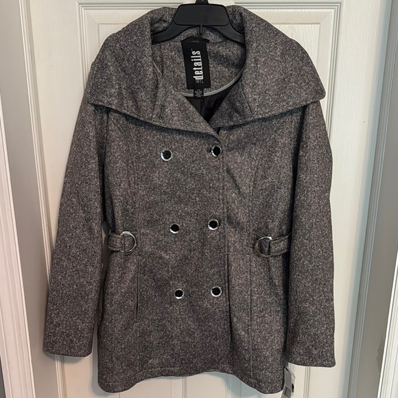 INTL Details Jackets & Blazers - NWT Women's Charcoal Peacoat with Removable Hood